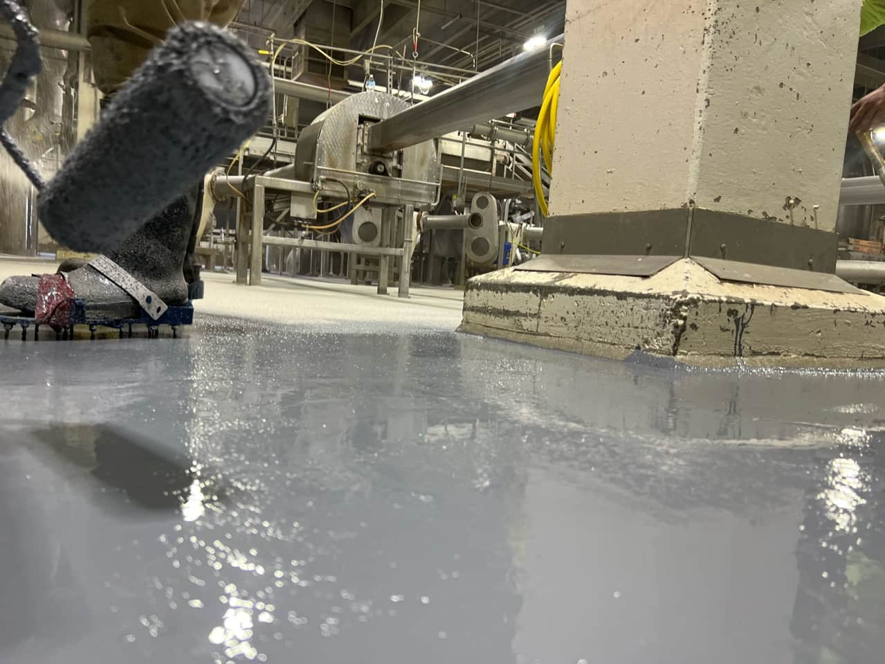 The Consurco team repairing an industrial floor